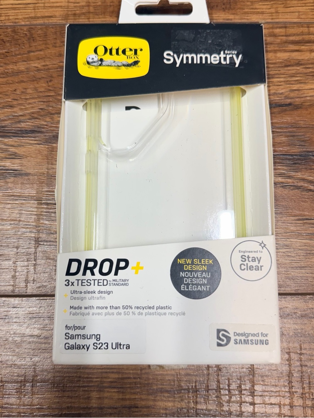 OtterBox Symmetry Clear Case with Yellow Accents for Samsung Galaxy S23 Ultra